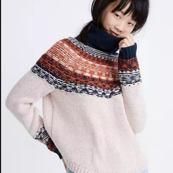 Madewell Sweaters - NWT Madewell Brookdale Fair Isle Turtleneck Sweater Pullover Women's Size XXS